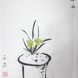 0起拍 国画 兰花写意-绿云(小品)